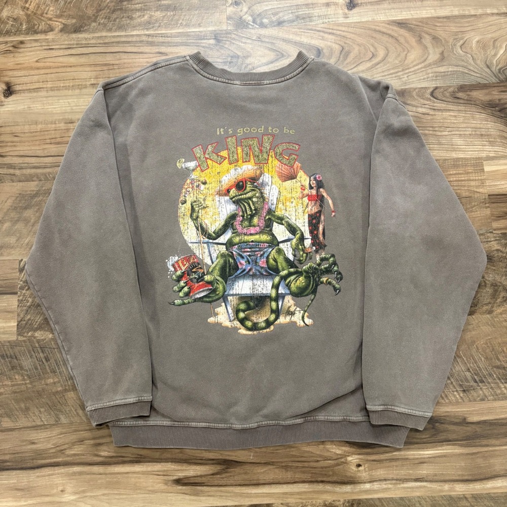 Vintage Y2K Caribbean Soul Jimmy Buffet King 90s Sweatshirt Graphic Men XL Brown